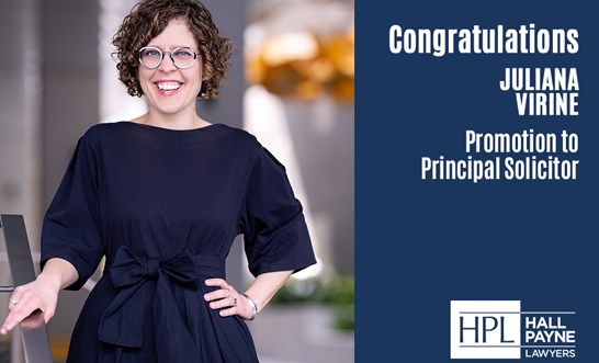 Hall Payne Lawyers appoints Juliana Virine to Principal Solicitor